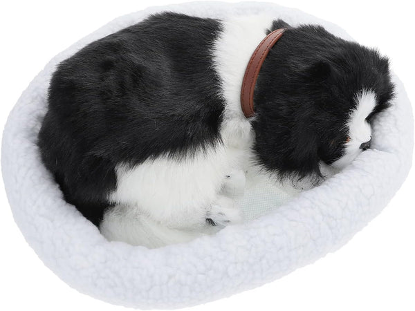 BESTOYARD 12-Inch Realistic Sleeping Dog Toy - Plush Breathing Dog Stuffed Animal with Sound, German Shepherd