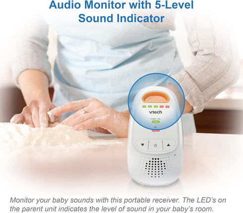 VTech DM1411 Audio Baby Monitor & Portable Soother Dual-Unit Rechargeable Battery, Long Range, Soft-Glow Night Light