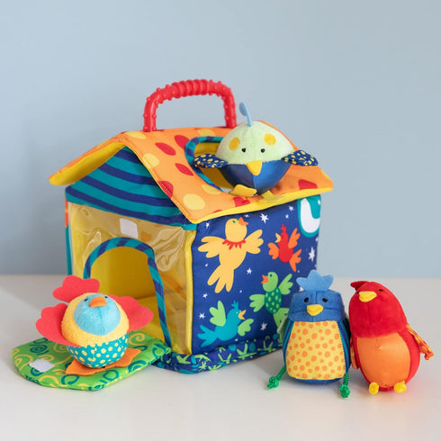 Manhattan Toy Put and Peek Birdhouse Soft Activity Toy, 7.5 x 7.5 x 9 Inches