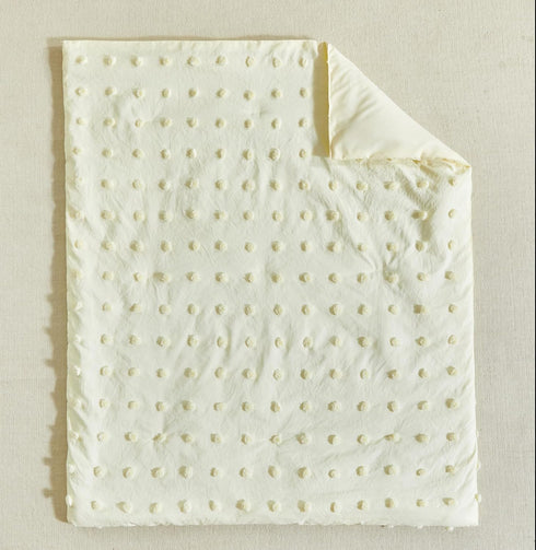3 Set Set Pieces Crib Bedding Tufted Dots Jacquard Baby Comforter with Fitted Sheet and Bed Skirt - Cute Embroidery