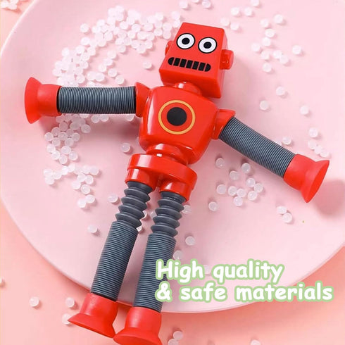 Pop Tubes Robot Toy - 4 Packs Fidget Toys, Telescopic Suction Cup Robotics for Toddlers