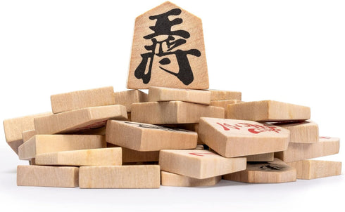 Yellow Mountain Imports Wooden Shogi Japanese Chess Game, Traditional Koma Playing Pieces with Paper Shogiban