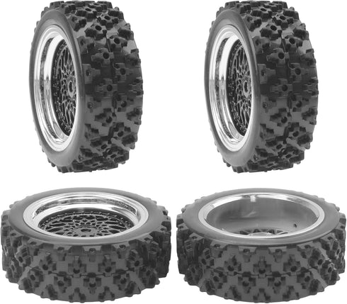 ShareGoo RC 1/10 On Road Tires & Wheel, 12mm Hex Plastics Rims Compatible with Tamiya TT01 TT02 Kyosho Traxxas 4Tec