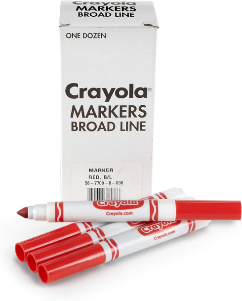 Crayola Broad Line Markers - Red (12ct), Nontoxic Markers for Kids, Bulk School Supplies for Teachers with Reusable Box
