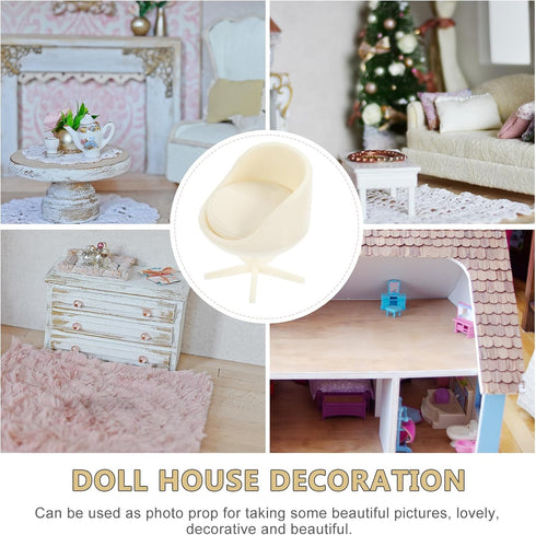 TOYANDONA 4pcs Miniature Dollhouse Armchair Set, Rotatable Office Chair, Egg Chair, Mini Stool for Doll House Decor