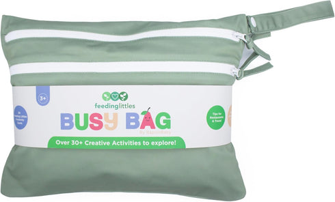 3+ BapronBaby Feeding Littles Busy Bag (Sage) - Toddler Travel Activity Kit, Restaurant Activity Kit for Independent