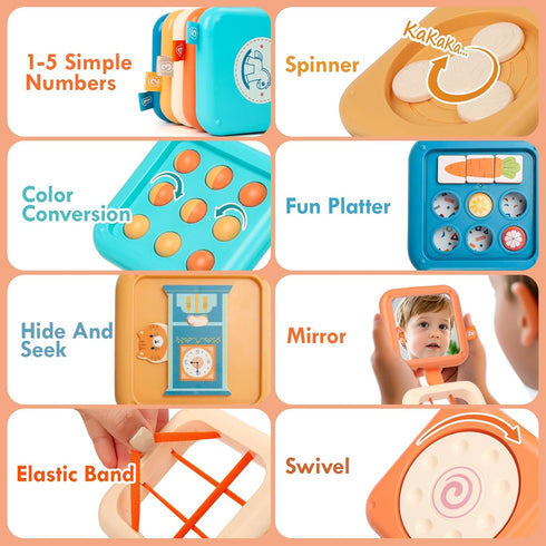 GRESEESM 1 13, Montessori Busy Board for Year Old, Toddlers Travel Toys for Ages Sensory Activity Board for Airplane