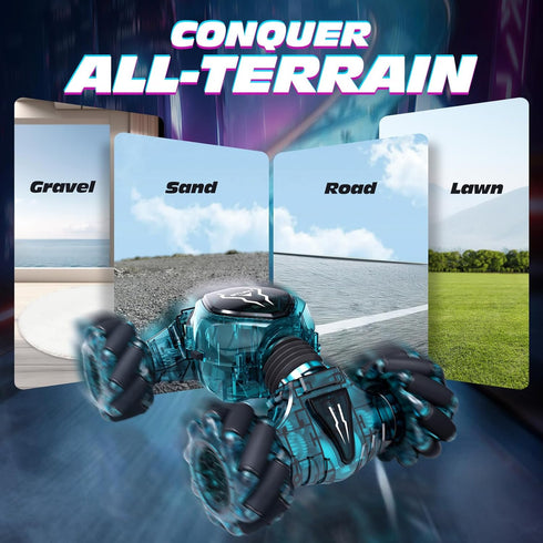 2.4GHz 4WD 360 6-8, 8-12 Tecnock Remote Control Car for Boys Girls, Gesture Sensing RC Stunt Car Toys - Rotating Double