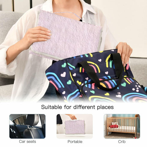 SyXIOP Pink Reusable Portable Changing pad with Tissue Pocket Diaper Changing pad Portable Infant Travel Station Kit