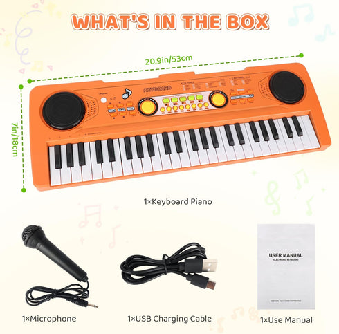MusicForset 49 3 4 5 6 7, Kids Piano Keyboard with Microphone, Keys Portable Electronic Piano Keyboard for Kids
