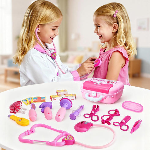 Set 3-5 Sets 22Pcs Playset 3 4 5 6 Doctor Costume for Kids - Dr Medical Pretend Play Toys for Girls - Doctors Kit