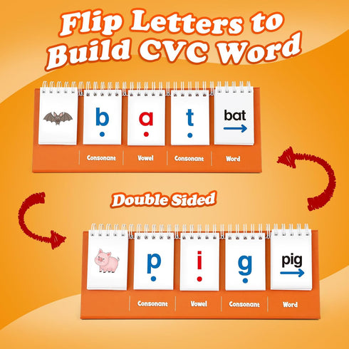 CVC Word Games, Phonics Flash Cards for Preschool Kindergarten, Learn to Read, Educational Toy for Speech Therapy