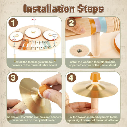 Set 2 3 4 9 1 3-5, 2-4 Vanplay Drum for Toddler - Toys for Year Old Girls Boy Gifts - in Wooden Montessori Musical