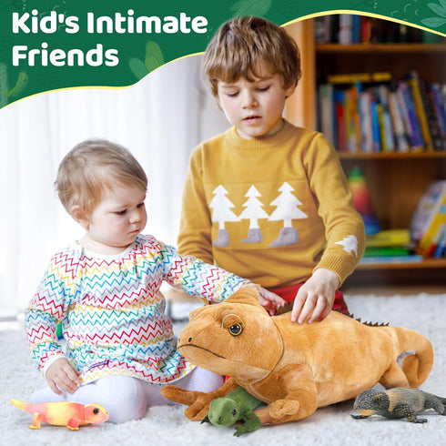 5Pcs 27" 4 Giant Lizard Plush, Mother Iguana Stuffed Animal with Baby Lizard Plushies, Bearded Dragon Plush Toy