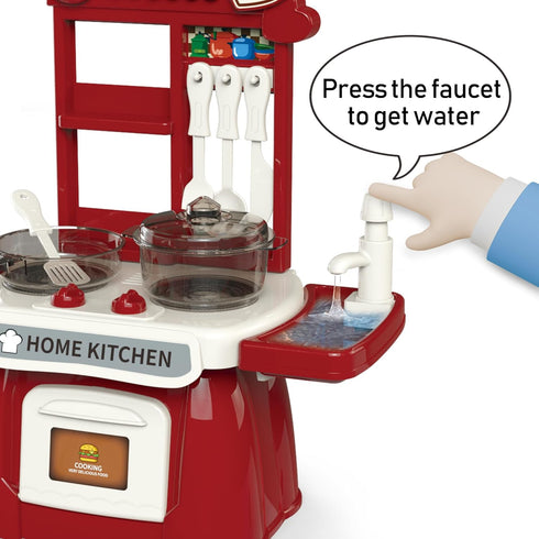 Set Set,Kids PlaysetPlay Set) Kitchen for Toddler with Sound and LightPretend Cooking Food Kitchen Sink with Running