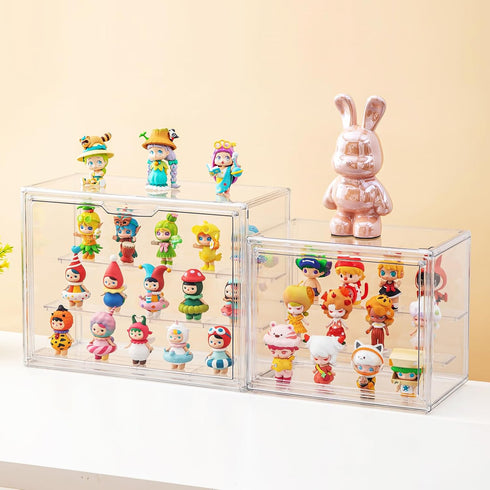 3 (1, Acrylic Display Cases for Collectibles, Tier Clear Shelf Boxes for Figures, Miniature Dustproof and Stackable