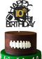 Black & Gold Glitter Football Happy 10th Birthday Cake Topper - Football Theme Party Decoration, 10th Birthday Party
