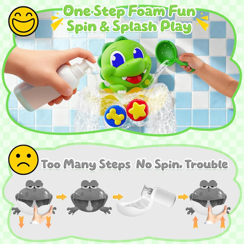 Yitbisy 1 2 3 1-3 Dinosaur Baby Bath Toys for Year Old Boys, Dino Bath Bubble Machine with Rainbow Lights & Water