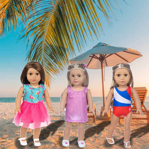 ebuddy 8 Sets Doll Clothes and Accessories with Shoes, Backpack, Glasses, Camera for 18 Inch Girl Doll (Doll not