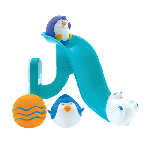 Nuby Penguin Slide Bath Toy Play Set with 4 Bath Squirters - Baby Bath Toys for Boys and Girls 12+ Months
