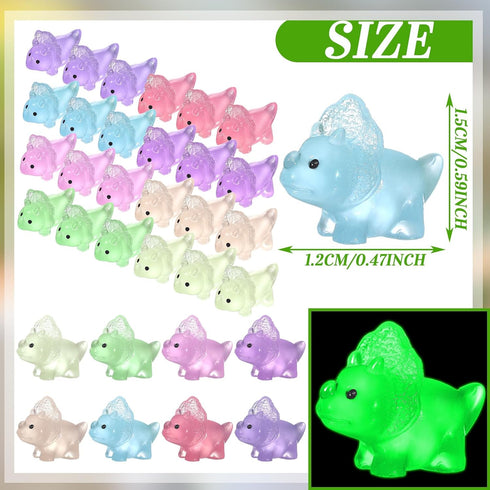Liliful Mini Dinosaur Figures, 48 Pcs Luminous Tiny Dinosaurs for Mini Garden, Aquarium, Outdoor Party Favors