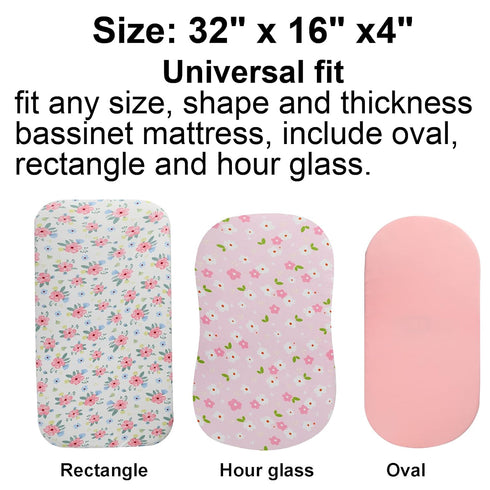 Onacosht Bassinet Sheets Set, 3 Pack for Baby Girl, Soft Jersey Knitted Fitted Sheets, Pink Floral