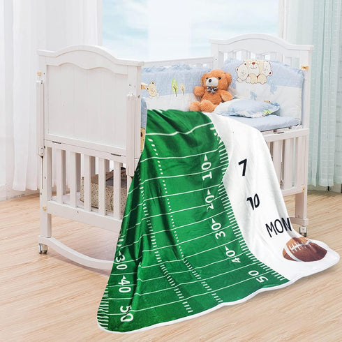 Baby Monthly Milestone Blanket for Boys, Newborn Month Blanket, Unisex Neutral Personalized Shower Gift