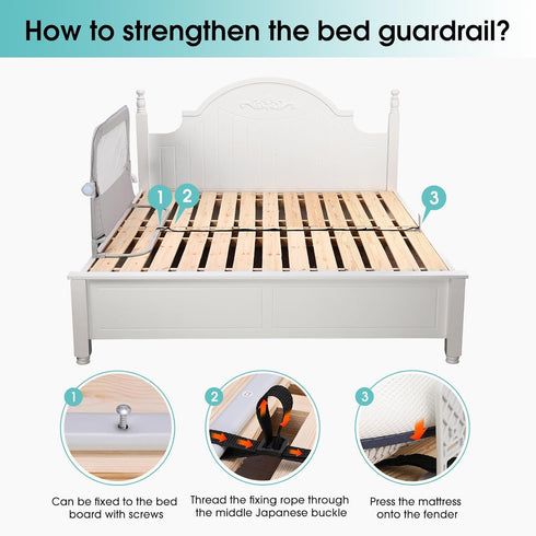 Baby Bed Rail Guard for Toddlers - 47" Swing Down Bedside Rails for Twin, Full, Queen Bunk Size Beds