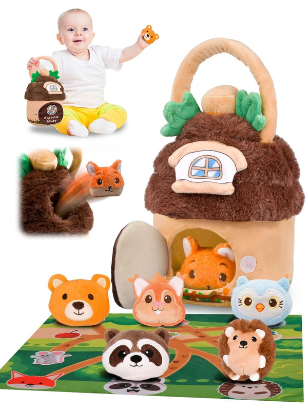 Nicecastle Baby Toys 6-12 Months Forest Animal House with Map Plush Stuffed Animals