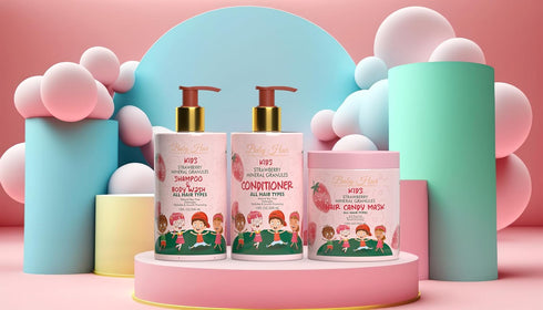 Set 2(10 fl.oz Baby Hair - Strawberry Mineral Kids Hair Conditioner & Shampoo/Body Wash, Sulfate-Free Toddler Hair