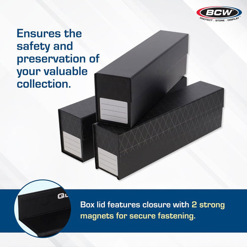 BCW QuickFold Card Boxes for Magnetics and Toploaders - Magnetic Closure Trading Card Storage Box, Fits 850-1200 Cards