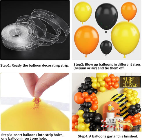 Construction Party Balloon Garland Kit, Construction Birthday Party Supplies Orange Black Yellow Balloon Garland