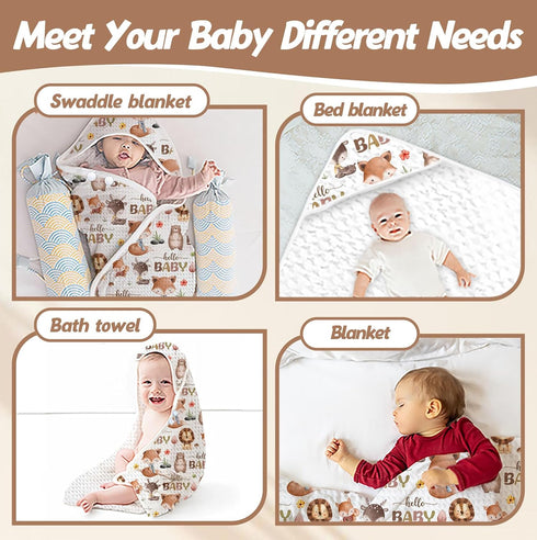 Guawubiang 1PCS 1 32 32IN Wildlife Theme Baby Bath Towels, Hooded Baby Towel for Newborns, Toddler Bath Towel for Boys