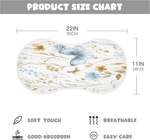 YETTASBIN Butterfly Leaves Muslin Baby Burp Cloth, Super Soft Absorbent Cotton Burp Rag Baby Bibs Feeding Cloth