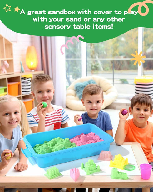 2 15in 3 4 5 6 Sensory Bin Sand Tray with Lid for Toddlers Pcs Portable Sandbox Toy Large Plastic Tray for Kids Fill