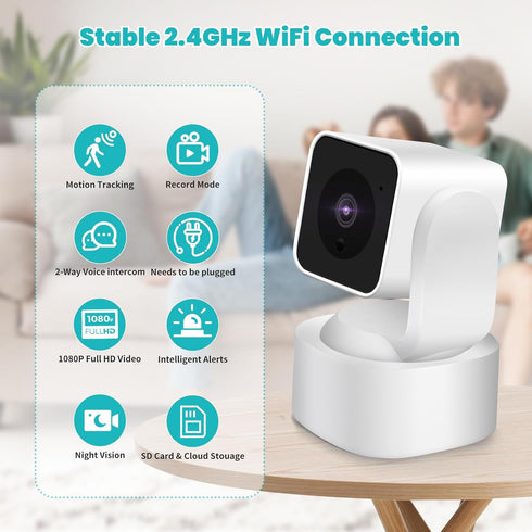 Woenergy 1080P 360 Indoor Security Camera, Cameras for Home Security Indoor with Motion Detection, Pet Cam with Phone