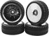 4Pcs 2.59in Rubber Tires & 12mm Hex Plastic Wheel Rims Set Compatible with Traxxas Kyosho HPI RS4 Tamiya TT01 TT02 Sakura D4 HSP 1/10 RC On-Road Touring Car (Silver)