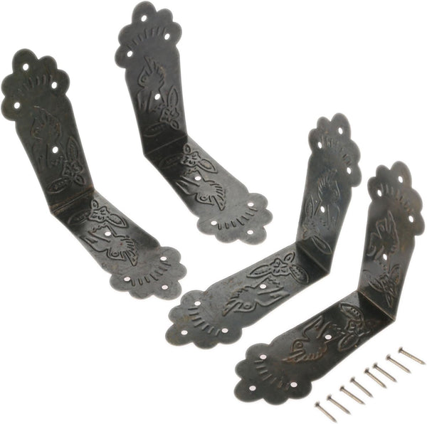 Dophee 4Pcs Vintage Metal Decorative Corner Bracket Protector Guards for Chest Case Box