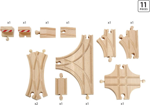 BRIO World 33307 Advanced Expansion Pack - 11 Piece Set of Wooden Train Tracks for Kids | Compatible with All Railway