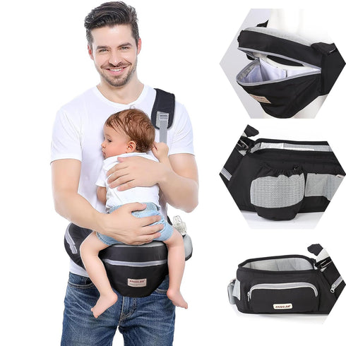 Baby Hip Carrier with Foldable Seat 180 Up-Down for Infant,Adjustable Straps Also
