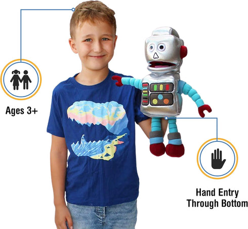 14" Silly Puppets Robot Hand Puppet - Engaging Toy for Kids and Adults