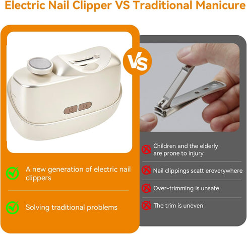 VOYISA Trimmer 2-in-1 2-Speed Electric Nail Clipper for Baby, Seniors, Kids, Automatic Finger Nail Cutter Machine