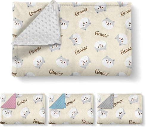 Dog(47"x60") Personalized Baby Blanket with Name, Custom Toddler Blanket for Girls Boys, Double Layer Flannel Receiving