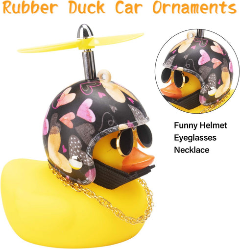 wonuu Cute Yellow Rubber Duck Car Dashboard Ornaments with Propeller (Love)