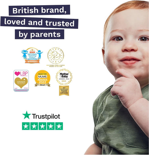 Pura Size 1 Eco-Friendly Diapers (4-11lbs), Hypoallergenic Soft Organic Cotton, 3 Packs of 32