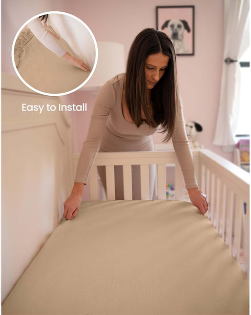 52"x28"x8" 2 Pack Mi Flor Muslin Crib Sheets Fitted Crib Sheet Soft & Breathable Cotton Baby Sheets, Crib Sheets