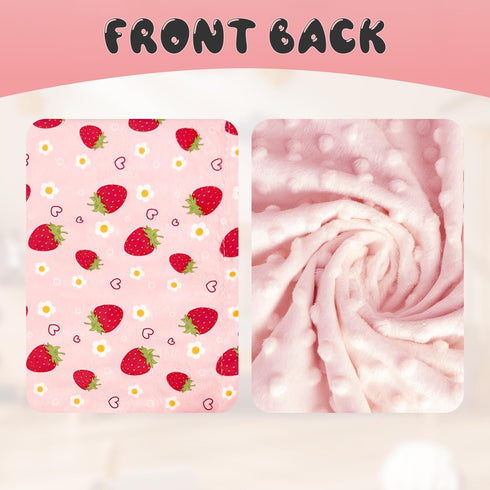 MOASIOP 30x40 Inch Strawberry Pink Baby Blanket - Ultra Soft, Lightweight & Breathable, Dotted Backing, Plush Nursery