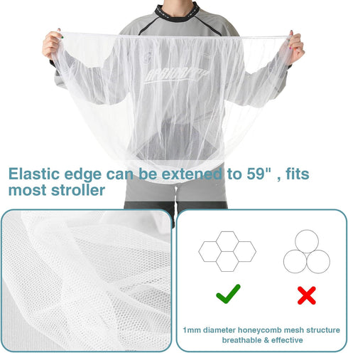 Baby Mosquito Net for Stroller, Perfect Bug Net for Strollers, Bassinets, Cradles, Playards, White Cover