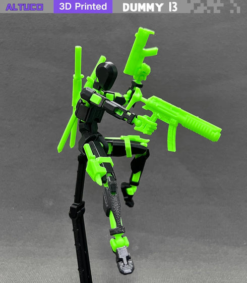 (Assembly Completed) 5.5 Inch 3D Printed T13 Action Figure with Multiple Accessories, Multi-Jointed Movable Black Dummy 13 Toy