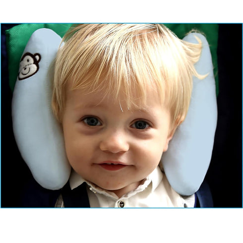 Adjustable Baby Head Neck Support, Portable Toddler Travel Pillow for Car Seat Stroller, Banana Travel Headrest Pillow for Infant, Offers Protection Safety for Kids, Blue